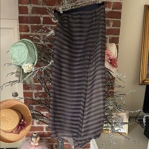 Brunello Cucinelli Blue and Brown Silk Maxi Skirt Resort